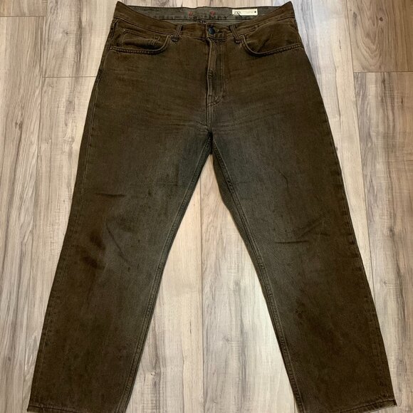 Zara Women's Brown Straight Leg Jeans Size 42 EUR (US 10) Vintage Wash - Picture 1 of 5